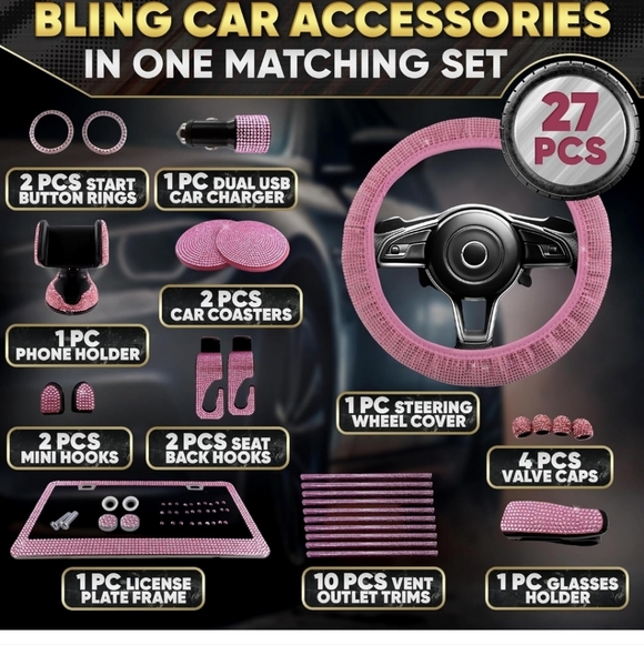Pink Car Accessories Set - Picture 2 of 9